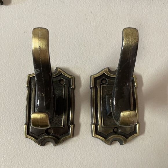 Vintage Antique Brass Hooks JCPenney garment Bath Robe Hooks 4074 - Picture 2 of 6